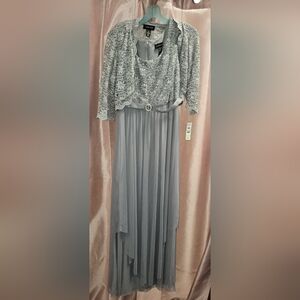 R&M Richards Silver Lace A-Line Skirt